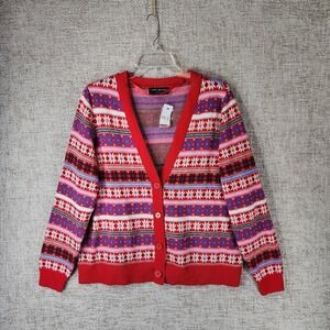 Lane Bryant Fair Isle Holiday Snowflake Cardigan Sweater Womens 14/16 Red NWT